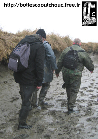 On the muddy path... in waders...