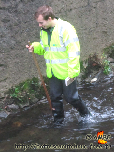 A worker wearing waders in Newton-Abbot, U.K., november 2011.