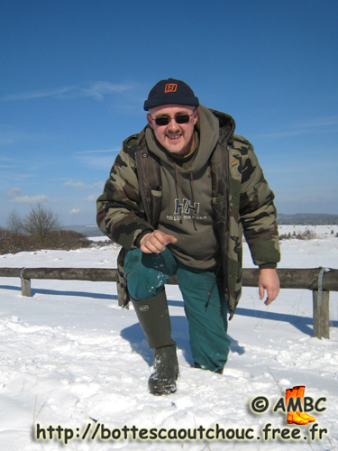 Wearing St Christophe wellies in Belgium, 2008.  Gummistiefel.