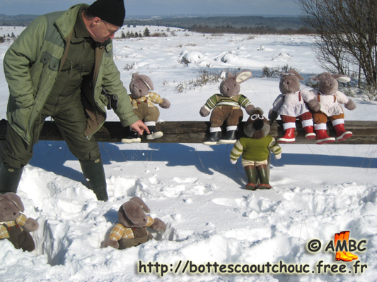 Roger & some Lapinets in Belgium, 2008.  Gummistiefel.