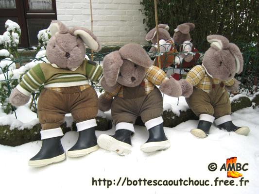 Some Lapinets in Belgium, wearing Aigle wellies, 2008. Gummistiefel.