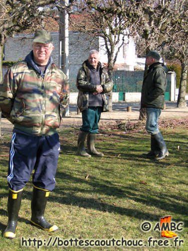 Alan with René & Paul in France, 2006. Gummistiefel, bottes caoutchouc.