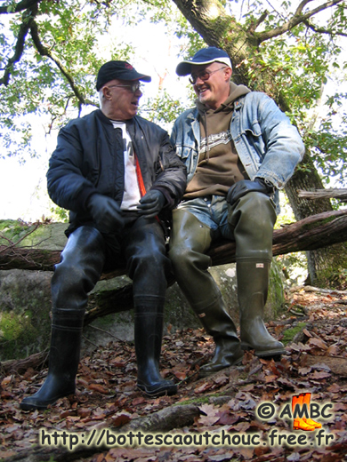 Wearing waders with Pascal, France. Gummistiefel, bottes caoutchouc.