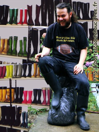 Chris and his colection of wellies (Germany). Gummistiefel, bottes caoutchouc, rubber boots.