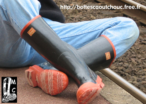 Boss rubber boots.