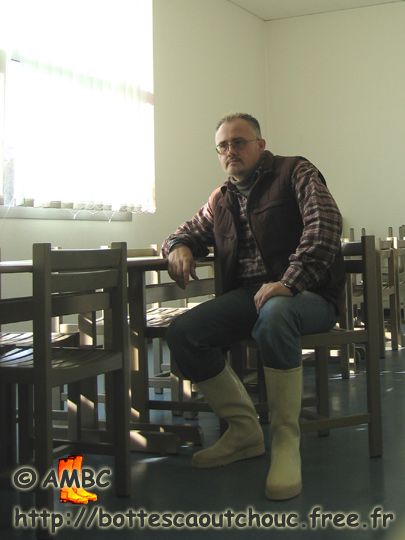 Pascal, wearing white Le Chameau rubber boots, at school, 2005.