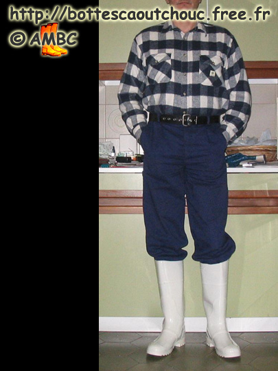 Angelo at home, wearing white boots, Italy 2006.