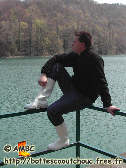 Christophe in Italy, wearing white boots, 2005.
