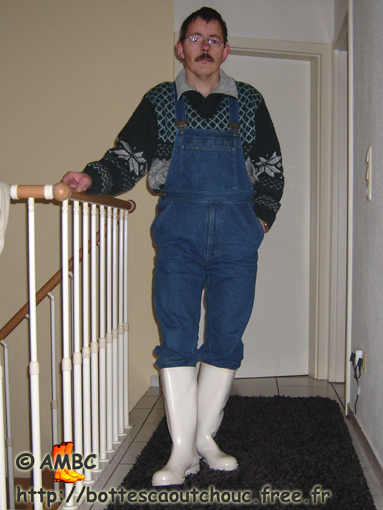 LARS AT HOME, WEARING WHITE WELLIES..
