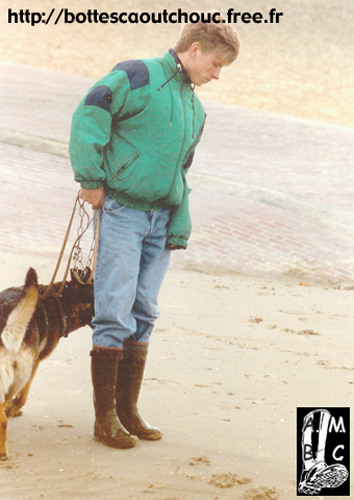 Wearing Aigle boots, in Dunkirk, France, 90s.