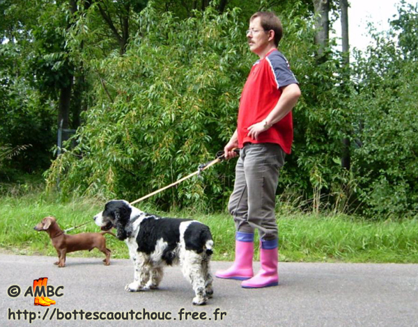 Lars wearing pink wellies in Germany, 2008.