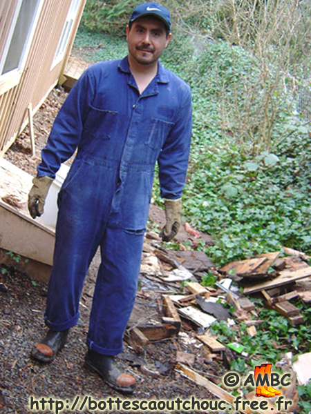Fernando is working in blue overalls, 2005. 