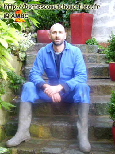 Pascal wearing Aigle wellies, 2007.