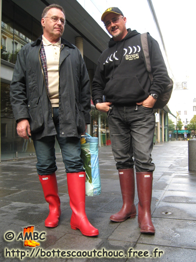 Roger & Pascal wearing coloured Hunter wellies in Paris, 2009.