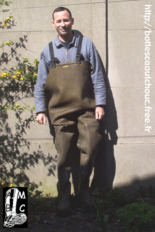 Wearing Le Chameau waders.