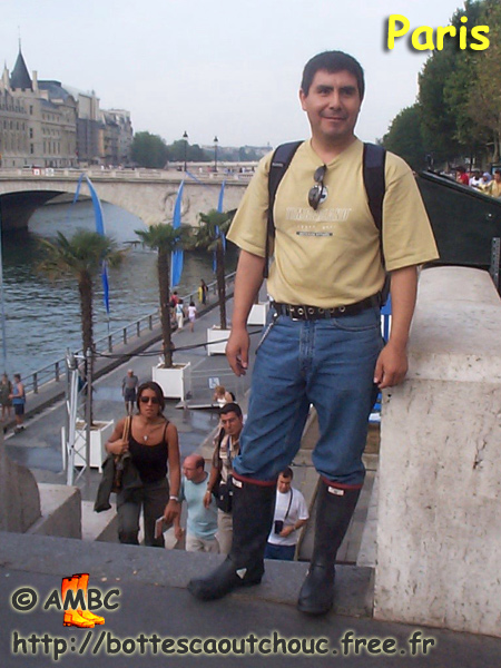 Fernando wearing Gates rubber boots, Paris.