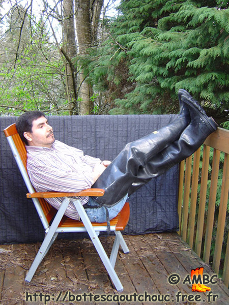 Sitting in black hip boots, 2005. 