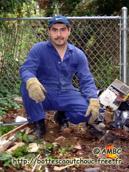 Fernando, wearing blue overalls, 2006. 