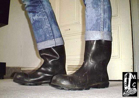Wearing Bekina rubber boots