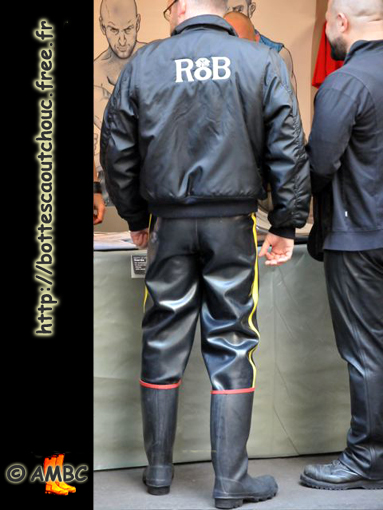 Wearing rubber trousers & Argyll boots, Folsom Berlin, Sept. 2009.