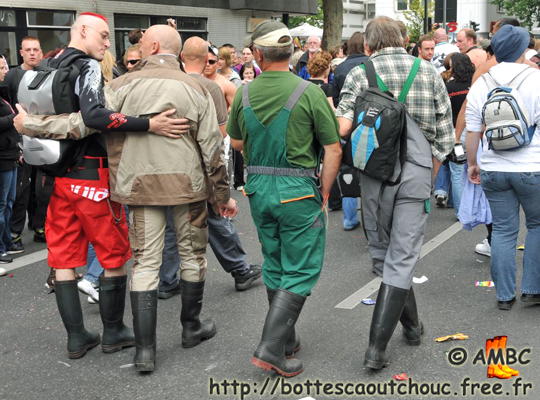 4 Rubberboots fans in the streets. Gummistiefel Fans. June 2011.