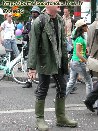 Wearing green PVC, 2004.