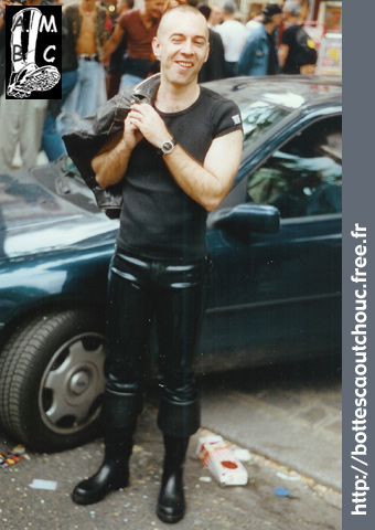 Wearing unlined black waders