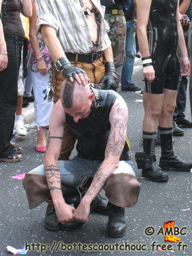 Wearing Bekina waders at Paris LGBT, June 2009.