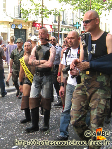 2 mates in Bekina waders, Paris LGBT, June 2009.