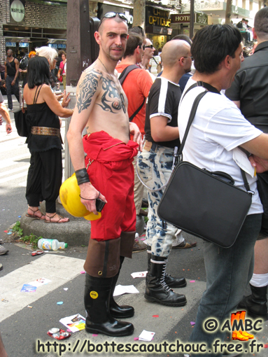Alan, wearing Bekina waders, Paris LGBT, June 2009.
