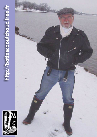 Wearing Silverking boots in the snow, 2004.