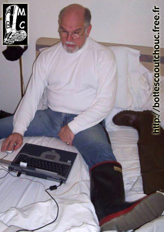 In the bed, Rubber hipboots, 2004.