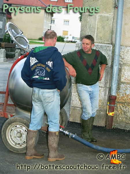Chatting near  the dairy coopérative, France.