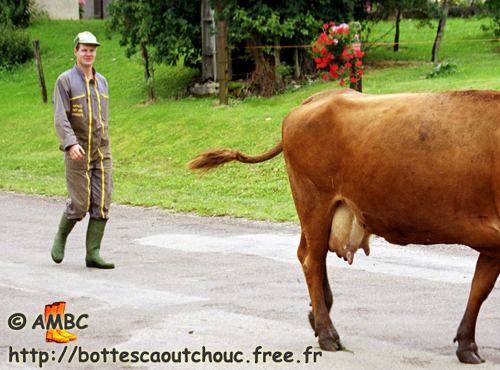 Young farmer from Franche-Comté. Bottes caoutchouc.