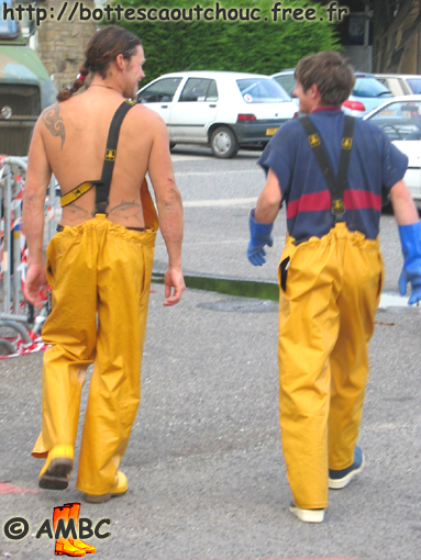 Young  fishermen wearing PVC in Cherbourg, 2004. 