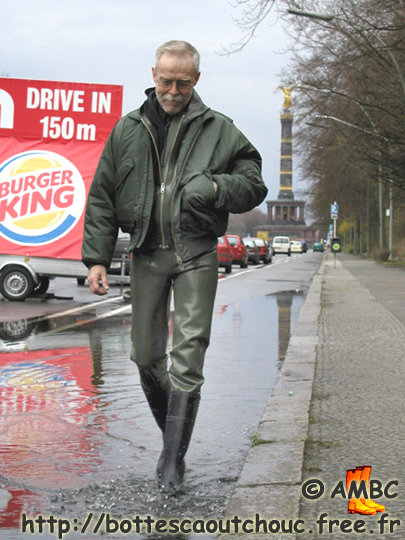Wearing rubber & Baudou boots in Berlin, 2006.