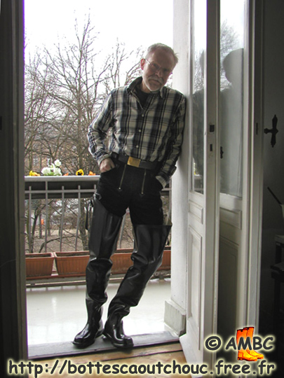 Wearing waders in Berlin, 2006. 