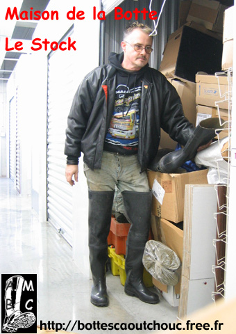 Pascal checking the stock, in Nokia waders, 2005.