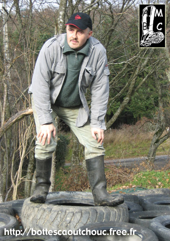 Wearing Baudou rubber boots in Beaujolais.