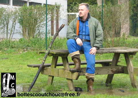 Blue overalls & brown Le Chameau boots