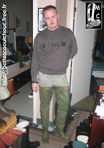 Wearing Superga waders
