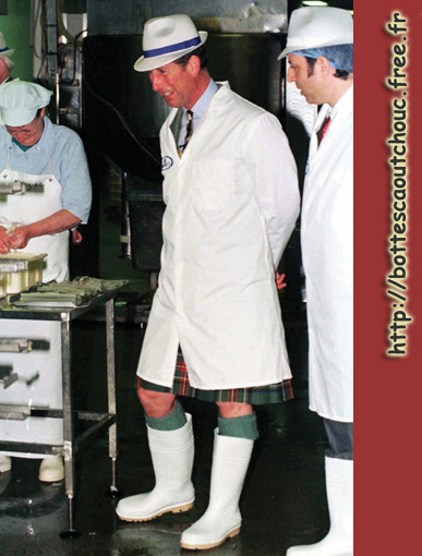 Prince Charles, Abderdeen, Scotland, 1997. Wellies.