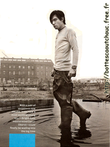 US singer, Conor Oberst,wearing waders, 2008.