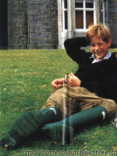 Prince Harry, Balmoral, UK, 90s. Rubber boots.