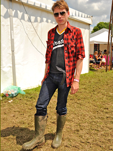 Alex Krapanos wearing rubber boots, 2010.