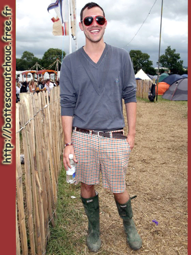 Will Young wearing green wellies.