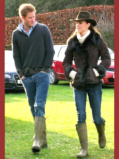 Harry & Kate Midleton wearing Le Chameau gumboots, U.K., Dec. 2011.