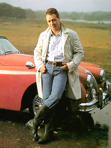 Russel Crowe actor in his wellies, New Zealand, 2009.