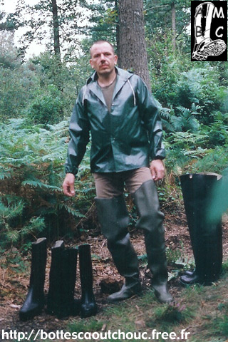 Lahcène wearing waders.