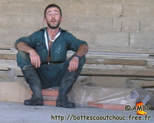 Marco wearing Aigle wellies & coveralls, 2009; Gummistiefel, bottes caoutchouc, rubber boots.